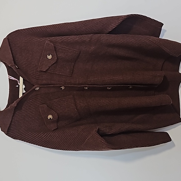 Entro Plus Brown Button Down Ribbed Shacket - Picture 2 of 9